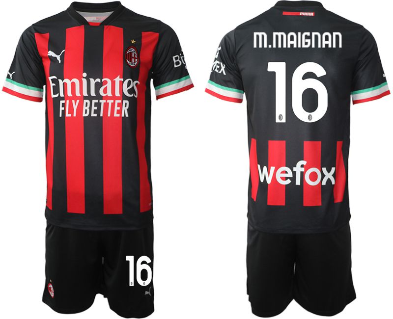Men 2022-2023 Club Ac Milan home black #16 Soccer Jersey